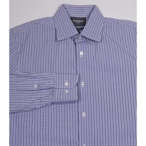 Bonobos Stretch Tailored Slim Fit Blue Checkered Dress Shirt 15.5-34